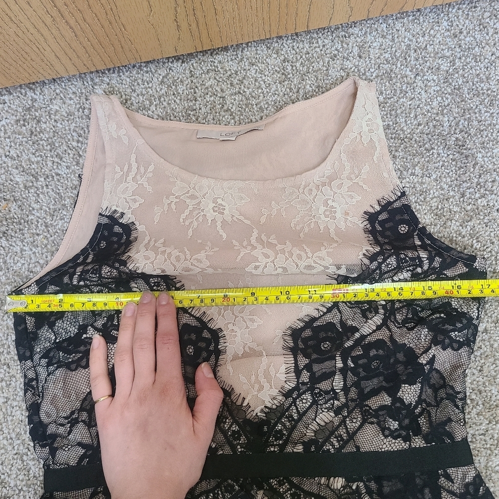 Loft Black Nude Lace Peplum Bow Back Tank Top - Picture 4 of 4